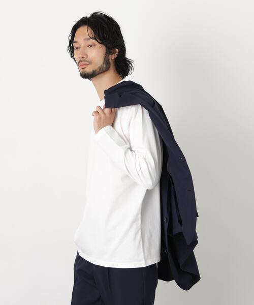 NANO universe(ナノユニバース)の「ジャケT(R) クルーネック 長袖(Tシャツ/カットソー・メンズ・ブラック/ホワイト・L/S/M/XL)」の9枚目の写真