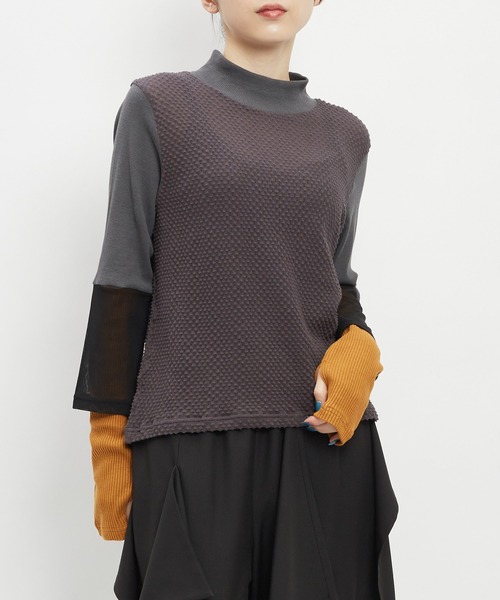 gomme(ゴム)の「ツブツブレイヤーT(Tシャツ/カットソー・レディース・ブラック/ホワイト/チャコールグレー・MEDIUM)」の3枚目の写真