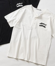 【31】ドライコットン天竺 ワンポイント刺繍 ヘンリーネックTシャツ 吸水速乾/セットアップ展開有