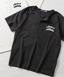 【31】ドライコットン天竺 ワンポイント刺繍 ヘンリーネックTシャツ 吸水速乾/セットアップ展開有