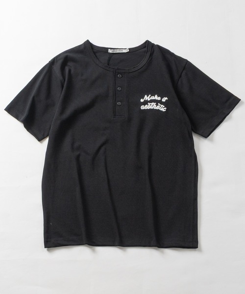 JOHN'S CLOSET(ジョンズクローゼット)の「【31】ドライコットン天竺 ワンポイント刺繍 ヘンリーネックTシャツ 吸水速乾/セットアップ展開有(Tシャツ/カットソー・メンズ・ブラック/チャコールグレー/ホワイト・MEDIUM/LARGE)」の14枚目の写真
