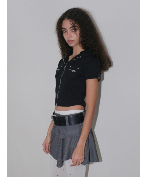 ORDINARY HOLIDAY（オーディナリー ホリデー）の「SHORT SLEEVE ZIP-UP SHIRTS [BLACK]（シャツ/ブラウス・レディース・その他・FREE）」の2枚目の写真
