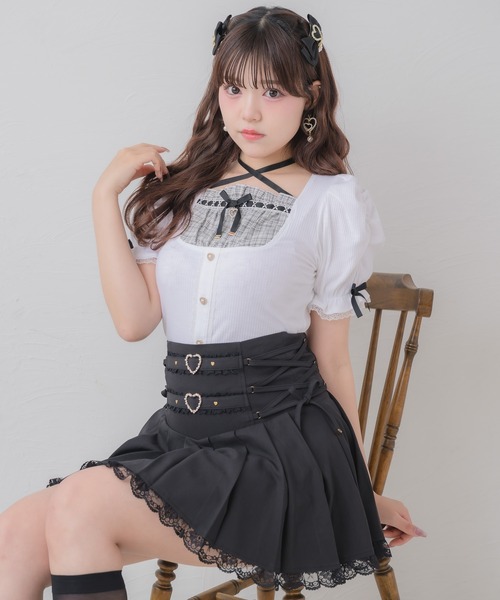 ROJITA(ロジータ)の「クロスリボンヨーク切替カットトップス(Tシャツ/カットソー・レディース・ピンク/ブラック/ホワイト・FREE)」の17枚目の写真