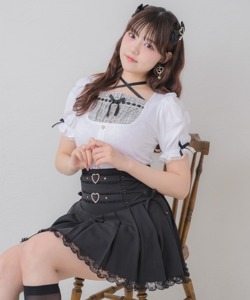 ROJITA(ロジータ)の「クロスリボンヨーク切替カットトップス(Tシャツ/カットソー・レディース・ピンク/ブラック/ホワイト・FREE)」の18枚目の写真