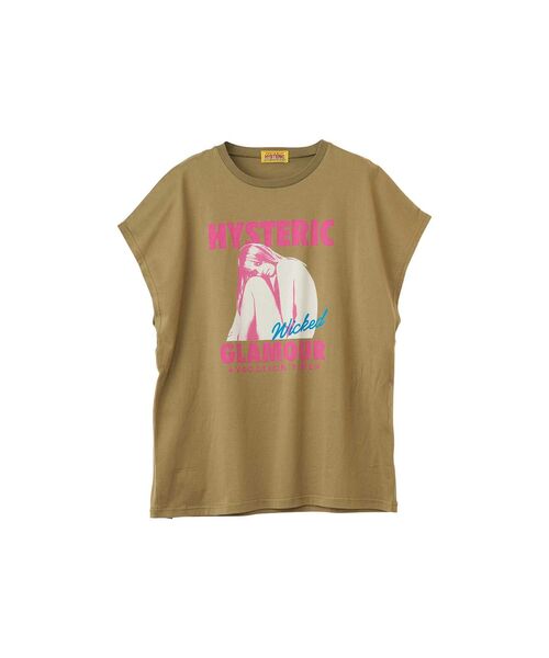 HYSTERIC GLAMOUR(ヒステリックグラマー)の「VACATION TIME Tシャツ(Tシャツ/カットソー・レディース・ホワイト/カーキ/ブラック・FREE)」の3枚目の写真