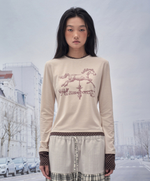 HORSE VANE LAYERED LONG SLEEVE _CREAM