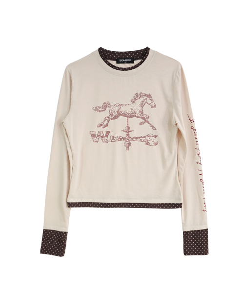 SOMSOC(ソムソック)の「HORSE VANE LAYERED LONG SLEEVE _CREAM(Tシャツ/カットソー・レディース・その他・FREE)」の3枚目の写真