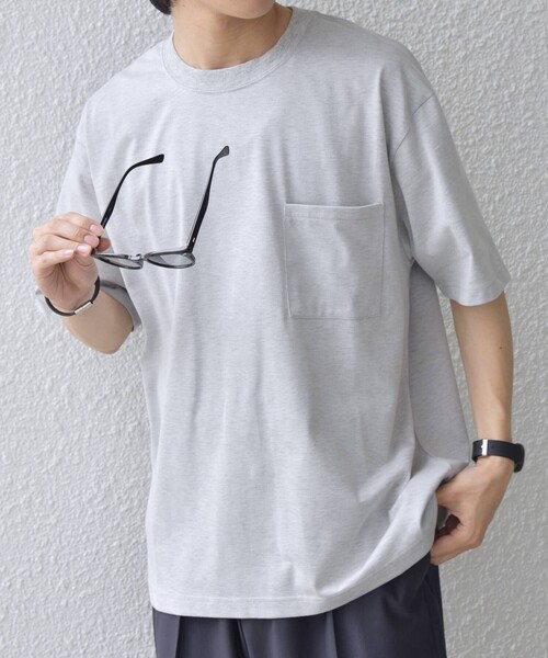 SHIPS any(シップス エニィ)の「SHIPS any:〈接触冷感/吸水速乾/UVカット/遮熱〉Raylock ダブルフェイス ポケット Tシャツ(Tシャツ/カットソー・メンズ・ネイビー/ライトグレー/チャコールグレー・X-LARGE/MEDIUM/LARGE)」の1枚目の写真