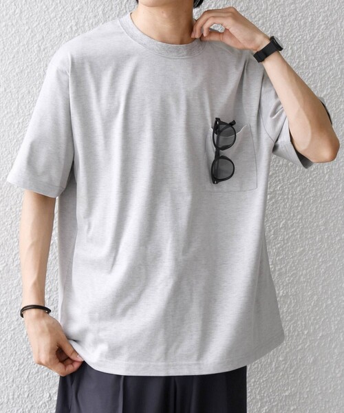 SHIPS any(シップス エニィ)の「SHIPS any:〈接触冷感/吸水速乾/UVカット/遮熱〉Raylock ダブルフェイス ポケット Tシャツ(Tシャツ/カットソー・メンズ・ネイビー/ライトグレー/チャコールグレー・X-LARGE/MEDIUM/LARGE)」の8枚目の写真