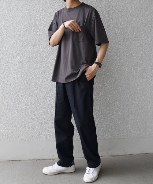 SHIPS any(シップス エニィ)の「SHIPS any:〈接触冷感/吸水速乾/UVカット/遮熱〉Raylock ダブルフェイス ポケット Tシャツ(Tシャツ/カットソー・メンズ・ネイビー/ライトグレー/チャコールグレー・X-LARGE/MEDIUM/LARGE)」の9枚目の写真