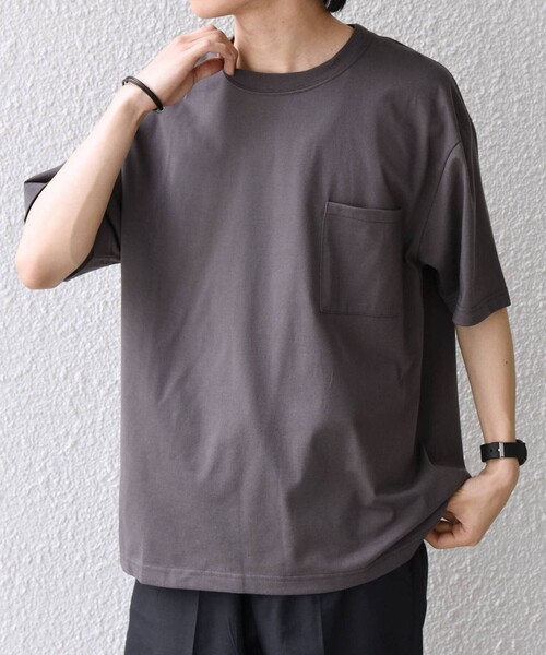 SHIPS any(シップス エニィ)の「SHIPS any:〈接触冷感/吸水速乾/UVカット/遮熱〉Raylock ダブルフェイス ポケット Tシャツ(Tシャツ/カットソー・メンズ・ネイビー/ライトグレー/チャコールグレー・X-LARGE/MEDIUM/LARGE)」の11枚目の写真