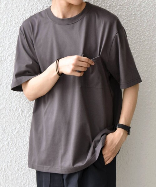 SHIPS any(シップス エニィ)の「SHIPS any:〈接触冷感/吸水速乾/UVカット/遮熱〉Raylock ダブルフェイス ポケット Tシャツ(Tシャツ/カットソー・メンズ・ネイビー/ライトグレー/チャコールグレー・X-LARGE/MEDIUM/LARGE)」の12枚目の写真