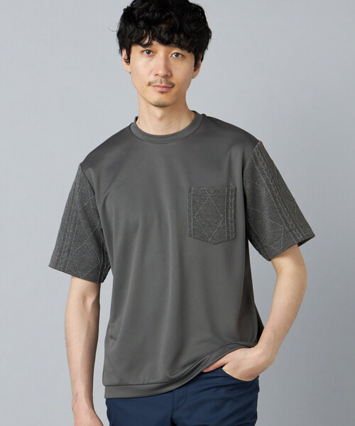 COMME CA MEN(コムサメン)の「ダイヤ柄コンビ Tシャツ(Tシャツ/カットソー・メンズ・チャコールグレー/ブラック/ホワイト・M/L)」の3枚目の写真