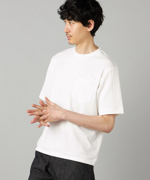 COMME CA MEN(コムサメン)の「ダイヤ柄コンビ Tシャツ(Tシャツ/カットソー・メンズ・チャコールグレー/ブラック/ホワイト・M/L)」の6枚目の写真
