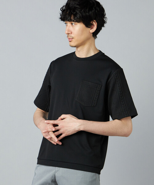 COMME CA MEN(コムサメン)の「ダイヤ柄コンビ Tシャツ(Tシャツ/カットソー・メンズ・チャコールグレー/ブラック/ホワイト・M/L)」の9枚目の写真