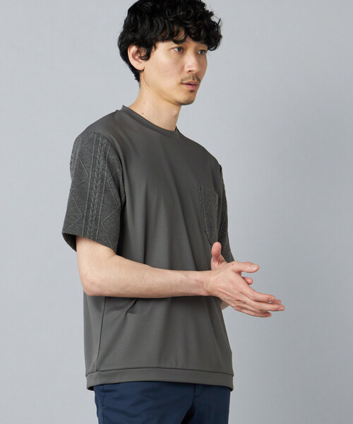 COMME CA MEN(コムサメン)の「ダイヤ柄コンビ Tシャツ(Tシャツ/カットソー・メンズ・チャコールグレー/ブラック/ホワイト・M/L)」の12枚目の写真
