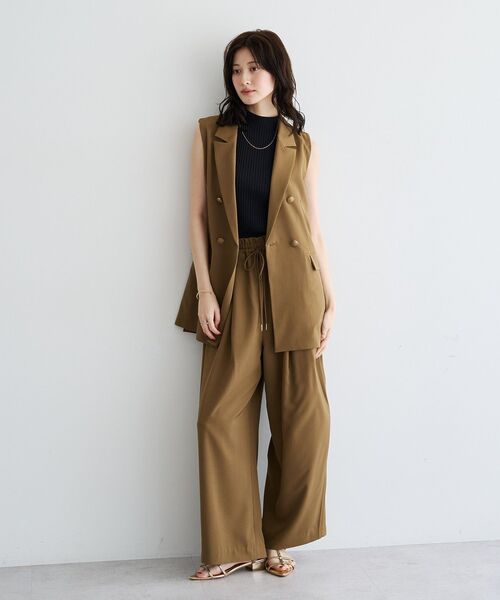 YECCA VECCA（イェッカヴェッカ）の「サイドラインイージーワイドパンツ【セットアップ対応】（その他パンツ・レディース・ダークベージュ/ブラウン/ブラック・FREE）」の9枚目の写真