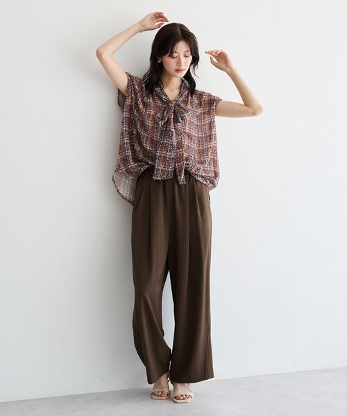 YECCA VECCA（イェッカヴェッカ）の「サイドラインイージーワイドパンツ【セットアップ対応】（その他パンツ・レディース・ダークベージュ/ブラウン/ブラック・FREE）」の16枚目の写真