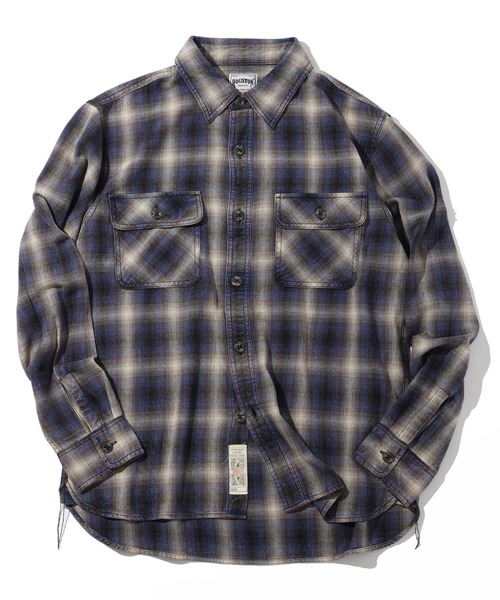 CORPUS TOKYO(コーパス トーキョー)の「【HOUSTON/ヒューストン】VINTAGE OMBRE CHECK FLANNEL SHIRT/ビンテージ加工 オンブレチェック フランネルシャツ(シャツ/ブラウス・メンズ・グリーン/ネイビー/レッド・M/L/XL)」の2枚目の写真