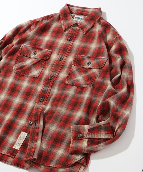 CORPUS TOKYO(コーパス トーキョー)の「【HOUSTON/ヒューストン】VINTAGE OMBRE CHECK FLANNEL SHIRT/ビンテージ加工 オンブレチェック フランネルシャツ(シャツ/ブラウス・メンズ・グリーン/ネイビー/レッド・M/L/XL)」の7枚目の写真
