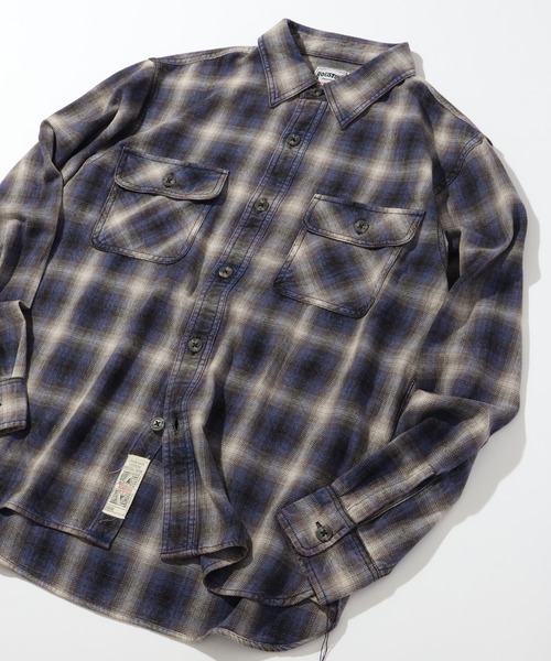 CORPUS TOKYO(コーパス トーキョー)の「【HOUSTON/ヒューストン】VINTAGE OMBRE CHECK FLANNEL SHIRT/ビンテージ加工 オンブレチェック フランネルシャツ(シャツ/ブラウス・メンズ・グリーン/ネイビー/レッド・M/L/XL)」の5枚目の写真