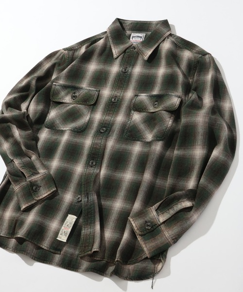 CORPUS TOKYO(コーパス トーキョー)の「【HOUSTON/ヒューストン】VINTAGE OMBRE CHECK FLANNEL SHIRT/ビンテージ加工 オンブレチェック フランネルシャツ(シャツ/ブラウス・メンズ・グリーン/ネイビー/レッド・M/L/XL)」の6枚目の写真