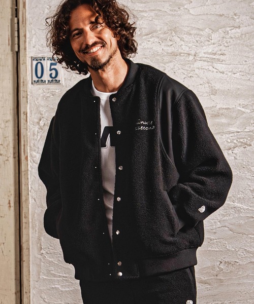 1minute 1second(ワンミニットワンセカンド)の「mj11688-boa × faux leather combination stadium jacket ボアスタジアムジャンパー(1M26A110)(スタジャン・メンズ・ネイビー/グレー/ブラック・S/M/L/XL)」の22枚目の写真