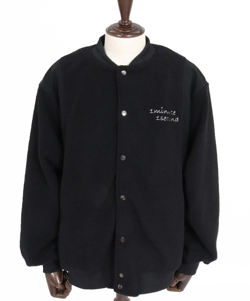 1minute 1second(ワンミニットワンセカンド)の「mj11688-boa × faux leather combination stadium jacket ボアスタジアムジャンパー(1M26A110)(スタジャン・メンズ・ネイビー/グレー/ブラック・S/M/L/XL)」の17枚目の写真