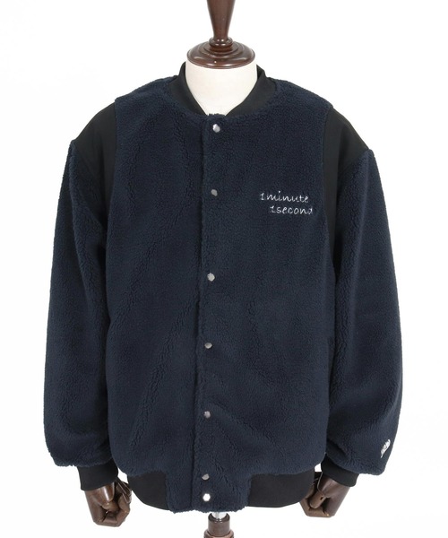1minute 1second(ワンミニットワンセカンド)の「mj11688-boa × faux leather combination stadium jacket ボアスタジアムジャンパー(1M26A110)(スタジャン・メンズ・ネイビー/グレー/ブラック・S/M/L/XL)」の18枚目の写真