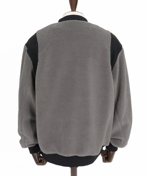 1minute 1second(ワンミニットワンセカンド)の「mj11688-boa × faux leather combination stadium jacket ボアスタジアムジャンパー(1M26A110)(スタジャン・メンズ・ネイビー/グレー/ブラック・S/M/L/XL)」の9枚目の写真
