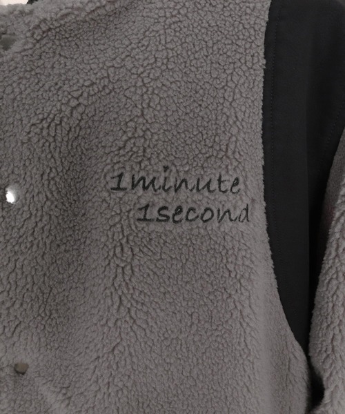 1minute 1second(ワンミニットワンセカンド)の「mj11688-boa × faux leather combination stadium jacket ボアスタジアムジャンパー(1M26A110)(スタジャン・メンズ・ネイビー/グレー/ブラック・S/M/L/XL)」の5枚目の写真