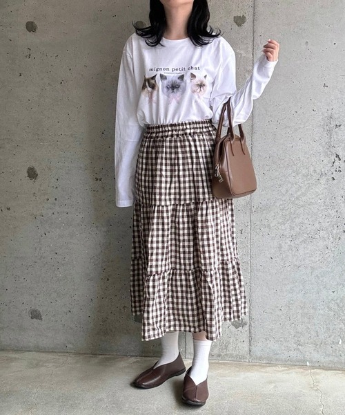 tunee(チュニー)の「あざと可愛いCATプリントロンT/長袖Tシャツ(hsyd)(Tシャツ/カットソー・レディース・ホワイト・MEDIUM/LARGE)」の9枚目の写真