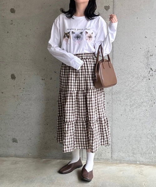 tunee(チュニー)の「あざと可愛いCATプリントロンT/長袖Tシャツ(hsyd)(Tシャツ/カットソー・レディース・ホワイト・MEDIUM/LARGE)」の10枚目の写真
