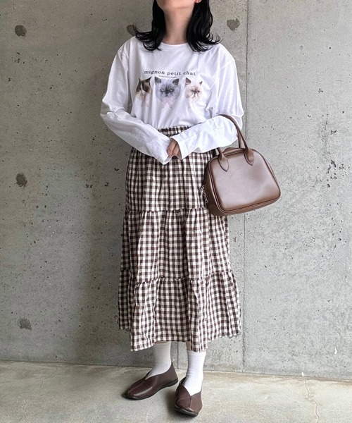 tunee(チュニー)の「あざと可愛いCATプリントロンT/長袖Tシャツ(hsyd)(Tシャツ/カットソー・レディース・ホワイト・MEDIUM/LARGE)」の11枚目の写真