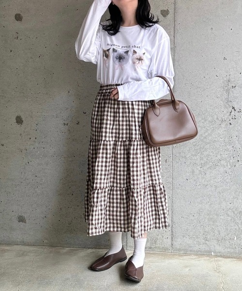 tunee(チュニー)の「あざと可愛いCATプリントロンT/長袖Tシャツ(hsyd)(Tシャツ/カットソー・レディース・ホワイト・MEDIUM/LARGE)」の12枚目の写真