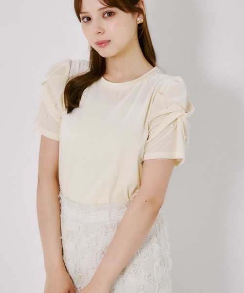 tocco closet(トッコ クローゼット)の「【ZOZO限定】スリーブパール装飾ベロアトップス(Tシャツ/カットソー・レディース・ブラウン/アイボリー/ブラック・M)」の20枚目の写真