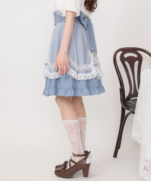 axes femme POETIQUE(アクシーズファムポエティック)の「エプロン風レイヤードスカート(スカート・レディース・ブルー/ブラック/ワイン・MEDIUM)」の5枚目の写真