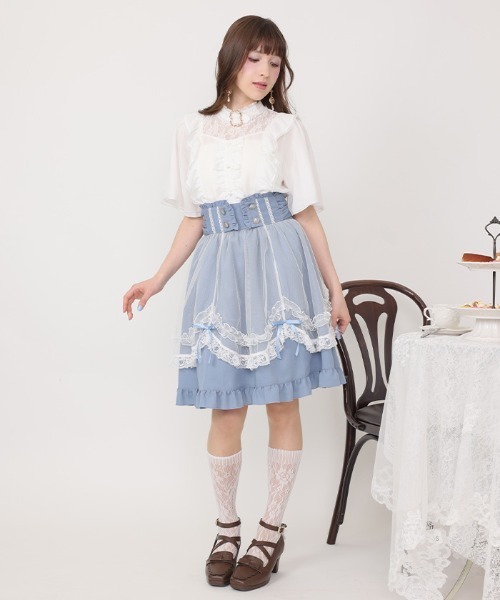 axes femme POETIQUE(アクシーズファムポエティック)の「エプロン風レイヤードスカート(スカート・レディース・ブルー/ブラック/ワイン・MEDIUM)」の4枚目の写真