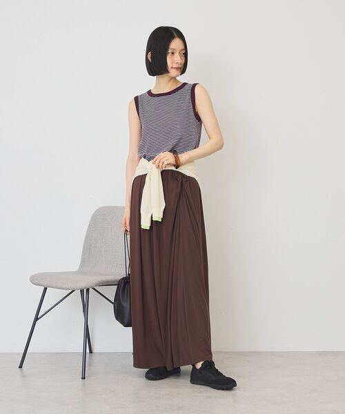 AMERICAN HOLIC（アメリカンホリック）の「【接触冷感】ツイストギャザースカート（スカート・レディース・ダークネイビー/ブラウン・L/M）」の9枚目の写真