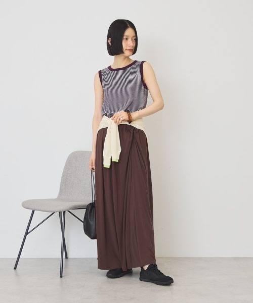 AMERICAN HOLIC(アメリカンホリック)の「【接触冷感】ツイストギャザースカート(スカート・レディース・ダークネイビー/ブラウン・L/M)」の3枚目の写真