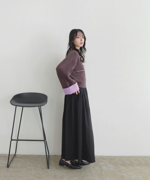 LIAN（リアン）の「アルパカタッチバイカラーカーディガン（カーディガン/ボレロ・レディース・チャコールグレー/グレー/アイボリー/ブラウン/ブラウン系その他2/ブラック・FREE）」の22枚目の写真