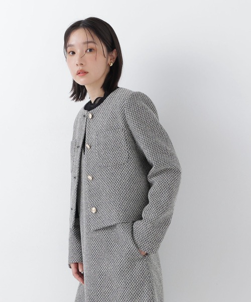 NATURAL BEAUTY BASIC(ナチュラルビューティーベーシック)の「<CanCam.jp掲載>ツイード SETUP ブルゾン(ブルゾン・レディース・ブラック系その他2/キャメル・LARGE/MEDIUM/SMALL)」の4枚目の写真