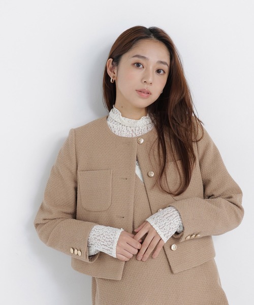 NATURAL BEAUTY BASIC(ナチュラルビューティーベーシック)の「<CanCam.jp掲載>ツイード SETUP ブルゾン(ブルゾン・レディース・ブラック系その他2/キャメル・LARGE/MEDIUM/SMALL)」の12枚目の写真