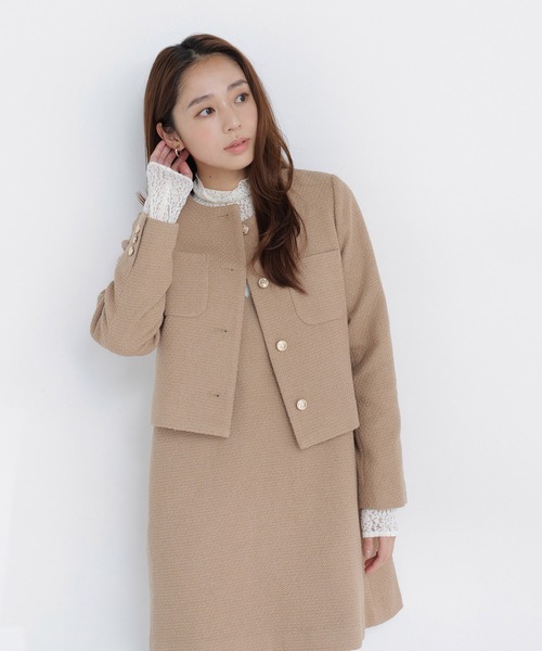 NATURAL BEAUTY BASIC(ナチュラルビューティーベーシック)の「<CanCam.jp掲載>ツイード SETUP ブルゾン(ブルゾン・レディース・ブラック系その他2/キャメル・LARGE/MEDIUM/SMALL)」の18枚目の写真
