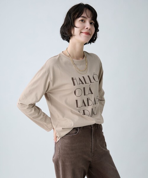 ANY(エニィ)の「ロングスリーブロゴTシャツ(Tシャツ/カットソー・レディース・ホワイト系/ベージュ系/ダークブラウン系/ダークグリーン系・F)」の5枚目の写真