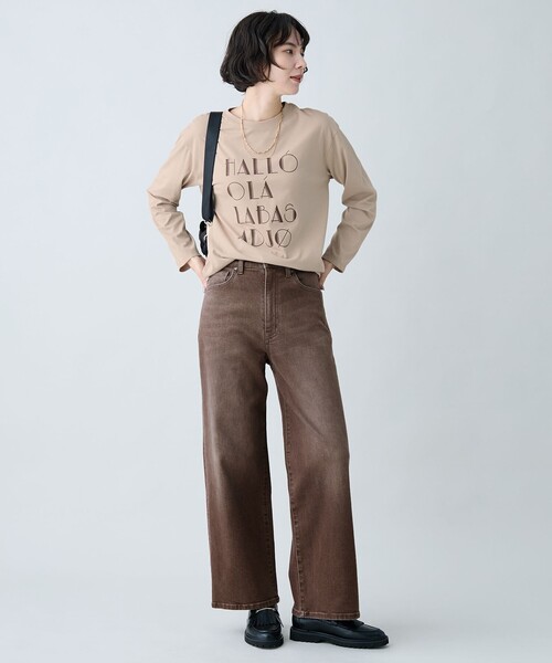 ANY(エニィ)の「ロングスリーブロゴTシャツ(Tシャツ/カットソー・レディース・ホワイト系/ベージュ系/ダークブラウン系/ダークグリーン系・F)」の7枚目の写真