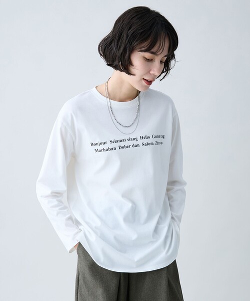 ANY(エニィ)の「ロングスリーブロゴTシャツ(Tシャツ/カットソー・レディース・ホワイト系/ベージュ系/ダークブラウン系/ダークグリーン系・F)」の10枚目の写真