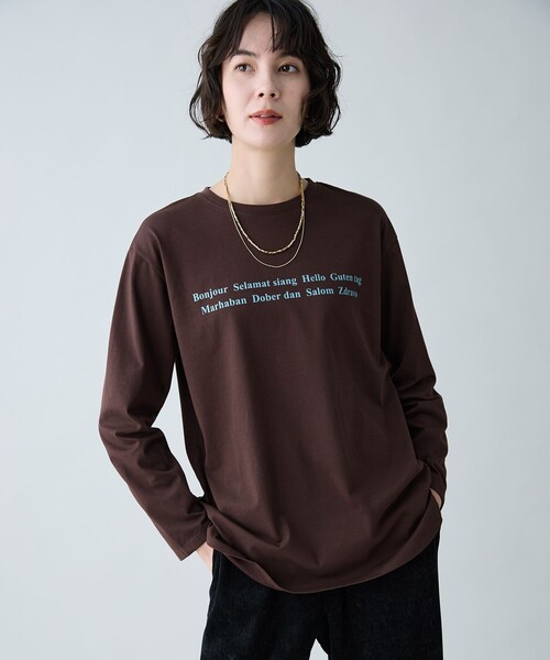 ANY(エニィ)の「ロングスリーブロゴTシャツ(Tシャツ/カットソー・レディース・ホワイト系/ベージュ系/ダークブラウン系/ダークグリーン系・F)」の18枚目の写真