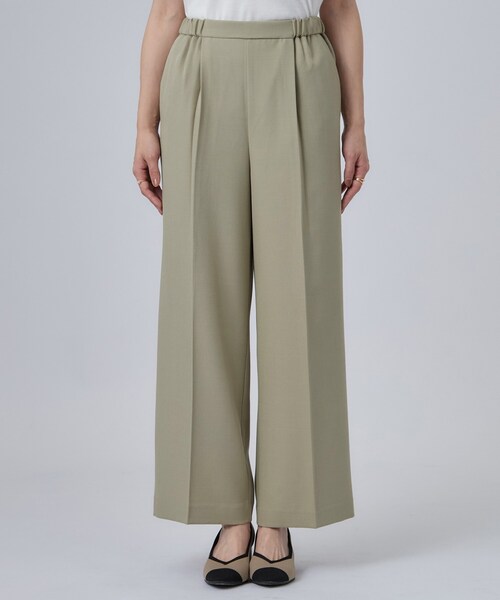 SHOO・LA・RUE(シューラルー)の「【洗濯後しわになりにくい/S-LL】前後のセンタープレスできれい見え タック入りワイドパンツ(その他パンツ・レディース・オリーブ/ダークブラウン/ブラック・01/02/03/04)」の16枚目の写真