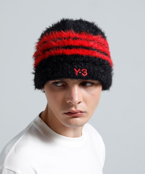 Y3 ワイスリー　ウール ニットキャップ　ボックスロゴ ブラック　フリーサイズ Y-3 STRIPES BEANIE（ニットキャップ/ビーニー）｜Y-3（ワイスリー）の